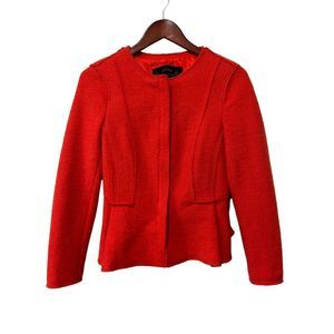 Zara Basics Orange Wool Blend Peplum Blazer Women Size Small